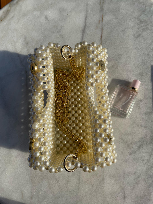 Off-white Beaded Bag