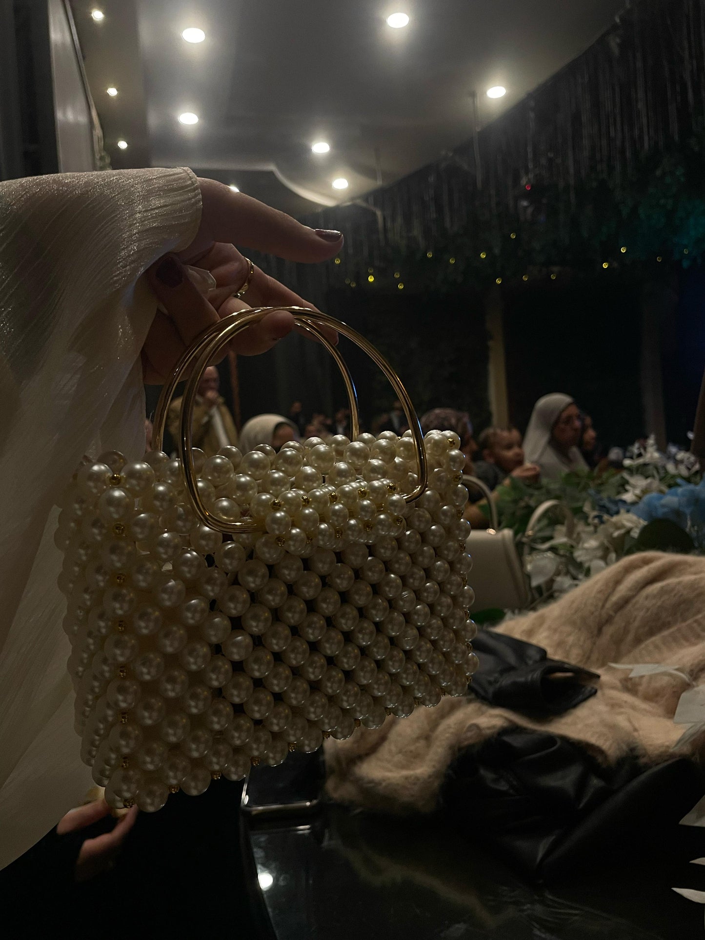 Off-white Beaded Bag