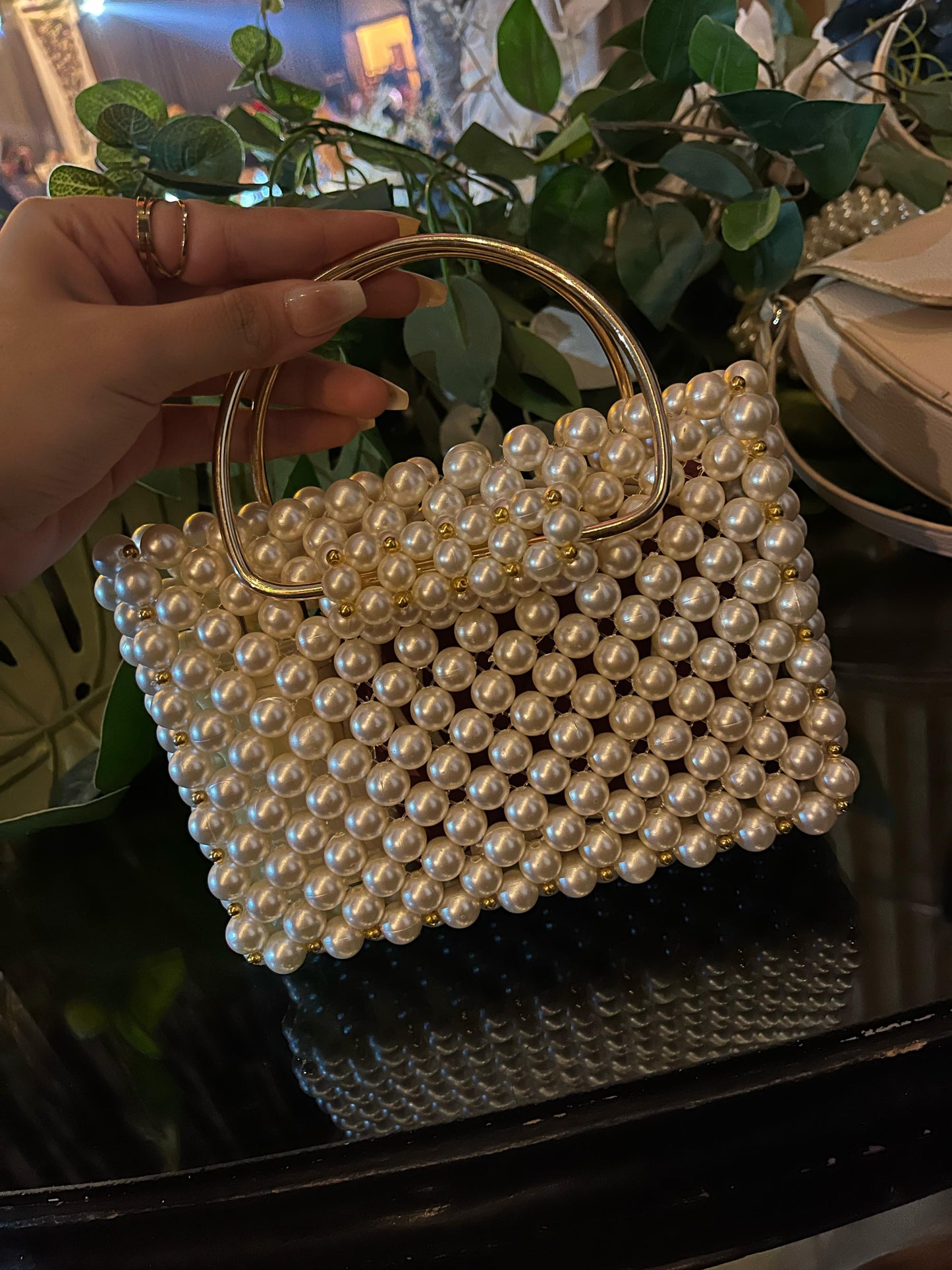 Off-white Beaded Bag