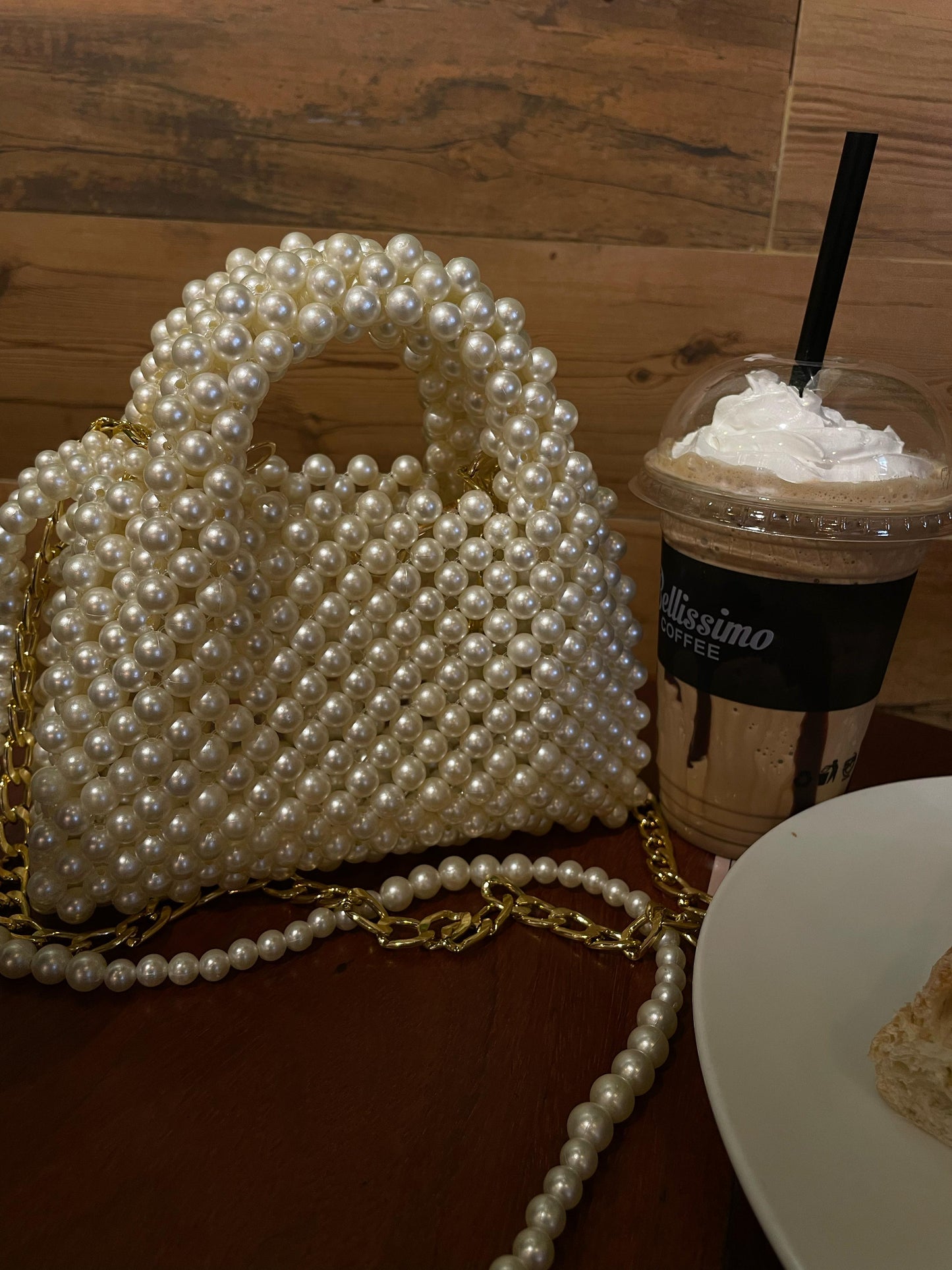 Off-white Beaded Bag