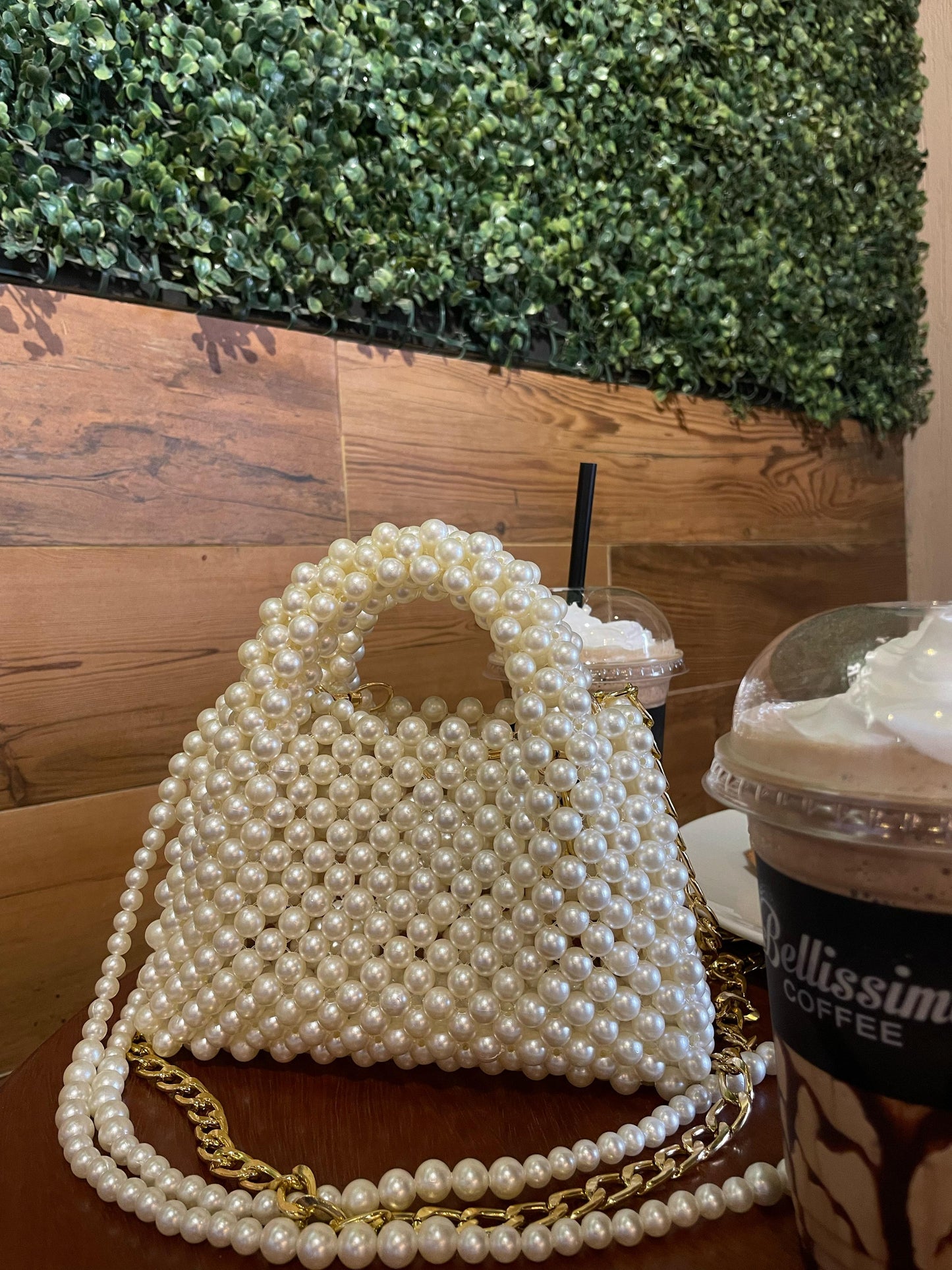 Off-white Beaded Bag