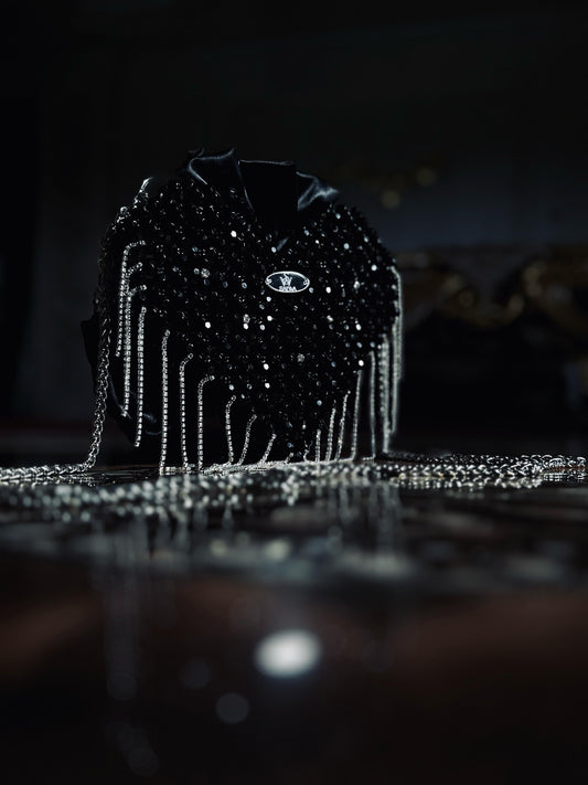 A Black heart-shaped evening bag