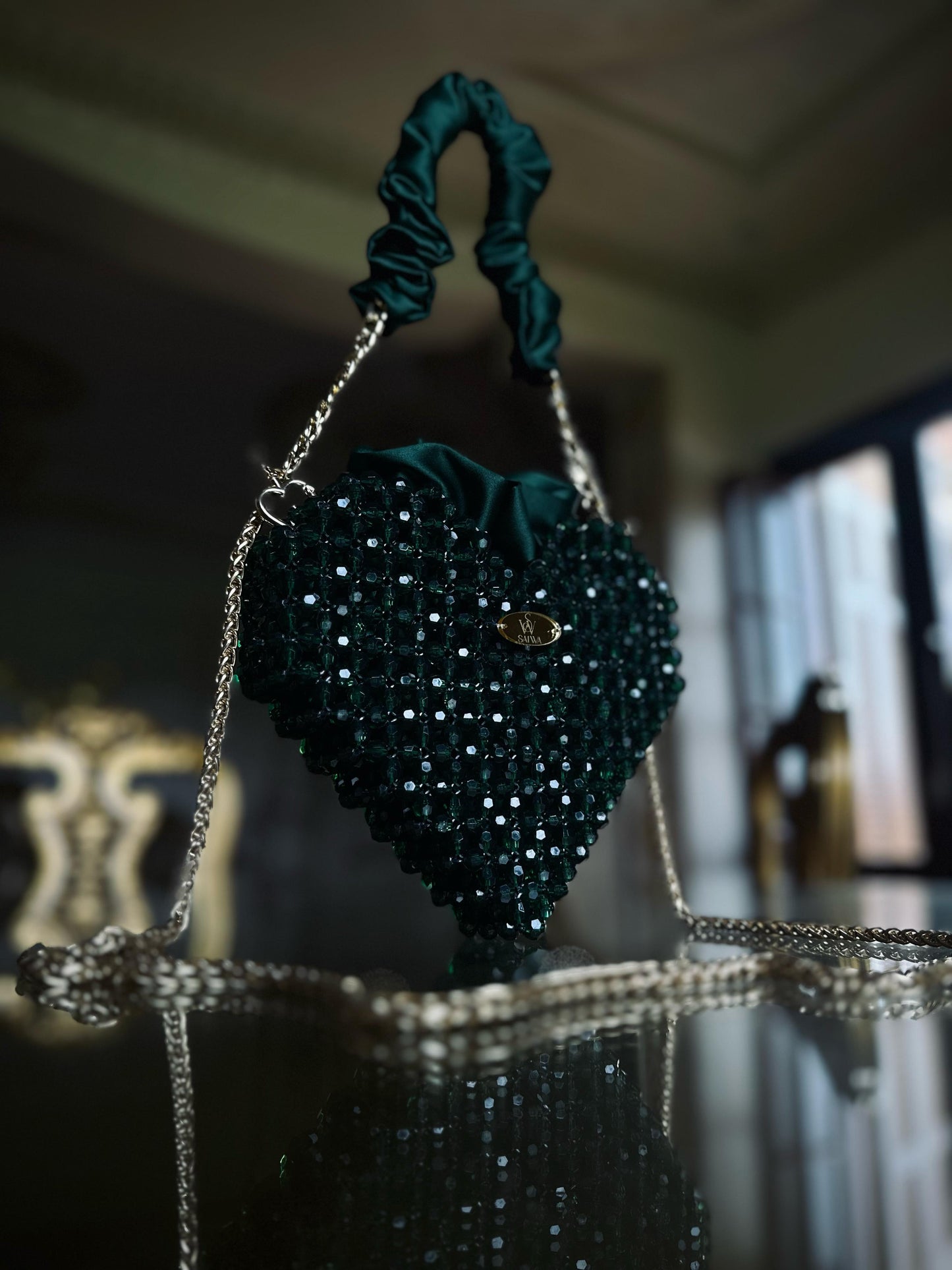 A Green heart bag