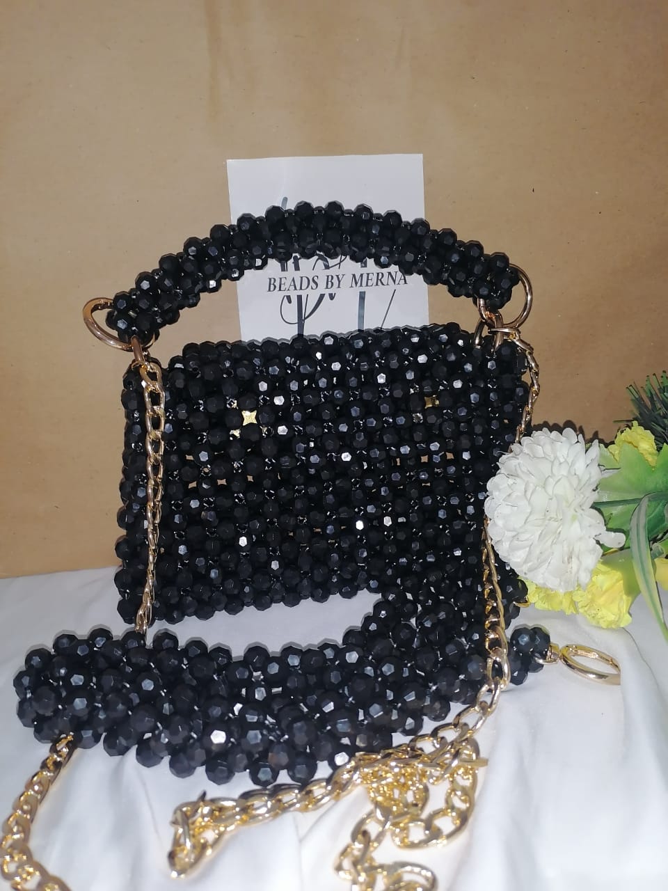 Black Beaded Bag