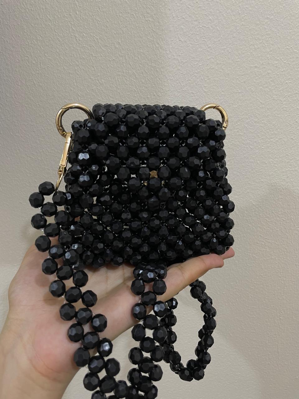 Black Beaded Bag (mini)